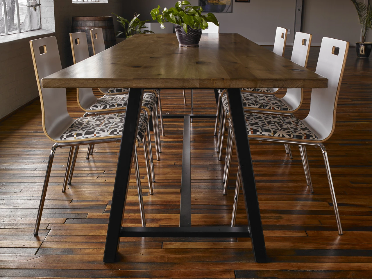 Urban Loft Natural Wood Top Conference Work Table 4 Urban Loft Natural Wood Top Conference Work Table - Image 2