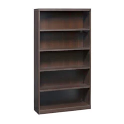 Aberdeen Laminate Bookcases, 3 And 5 Shelf -Desk Elegant Shop 16101 AB5S36LDC FrontAngle 72931.1635971978