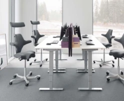 HAG Capisco 8107 Black Highlands Leather / Open Box -Desk Elegant Shop 8107confroom 98735.1694027349