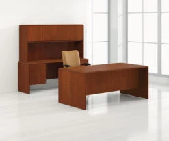 Desk Elegant Shop 36 Arrowood Laminate Double 3/4 Pedestal Desk With Optional Credenza And Organizer