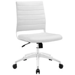 Hally Faux Leather Armless Task Chair -Desk Elegant Shop EEI 1525 WHI 1 45162.1532101225