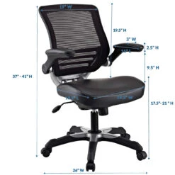 Hunter Leather Flip Arm Management Task -Desk Elegant Shop EEI 595 BLK 2 24985.1695230955