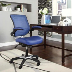 Hunter Leather Flip Arm Management Task -Desk Elegant Shop EEI 595 BLU 6 16462.1695230970