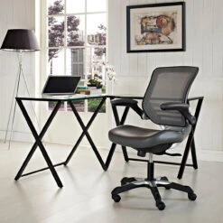 Hunter Mesh Back Leatherette Seat Task Chair 18 Hunter Mesh Back Leatherette Seat Task Chair -Desk Elegant Shop EEI 595 GRY 4 32803.1517343652