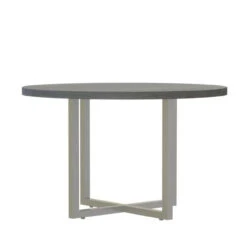 Mirella Round Laminate Conference Table -Desk Elegant Shop MR48RSGY FrontAngle tn 45637.1555001392