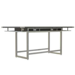 Mirella Rectangular 8' Standing Height Laminate Conference Table -Desk Elegant Shop MRCH8SGY FrontAngle tn 00541.1555422561