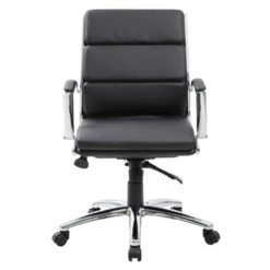 Leatherette Upholstered Mid-Back Executive Chair -Desk Elegant Shop Mid Back Executive Guest Chair2 B9476 BK 95212.1455744754