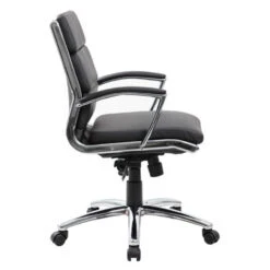 Leatherette Upholstered Mid-Back Executive Chair -Desk Elegant Shop Mid Back Executive Guest Chair4 B9476 BK 22511.1455744754
