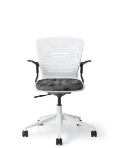 Active Tasker Chair With Upholstered Seat -Desk Elegant Shop OM5 AT White base Front 1 79648.1642113429