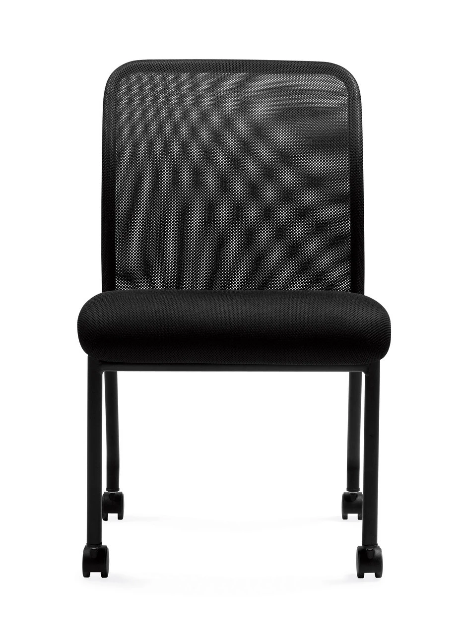 Armless Mesh Back Guest Chair With Casters 4 Armless Mesh Back Guest Chair With Casters - Image 2