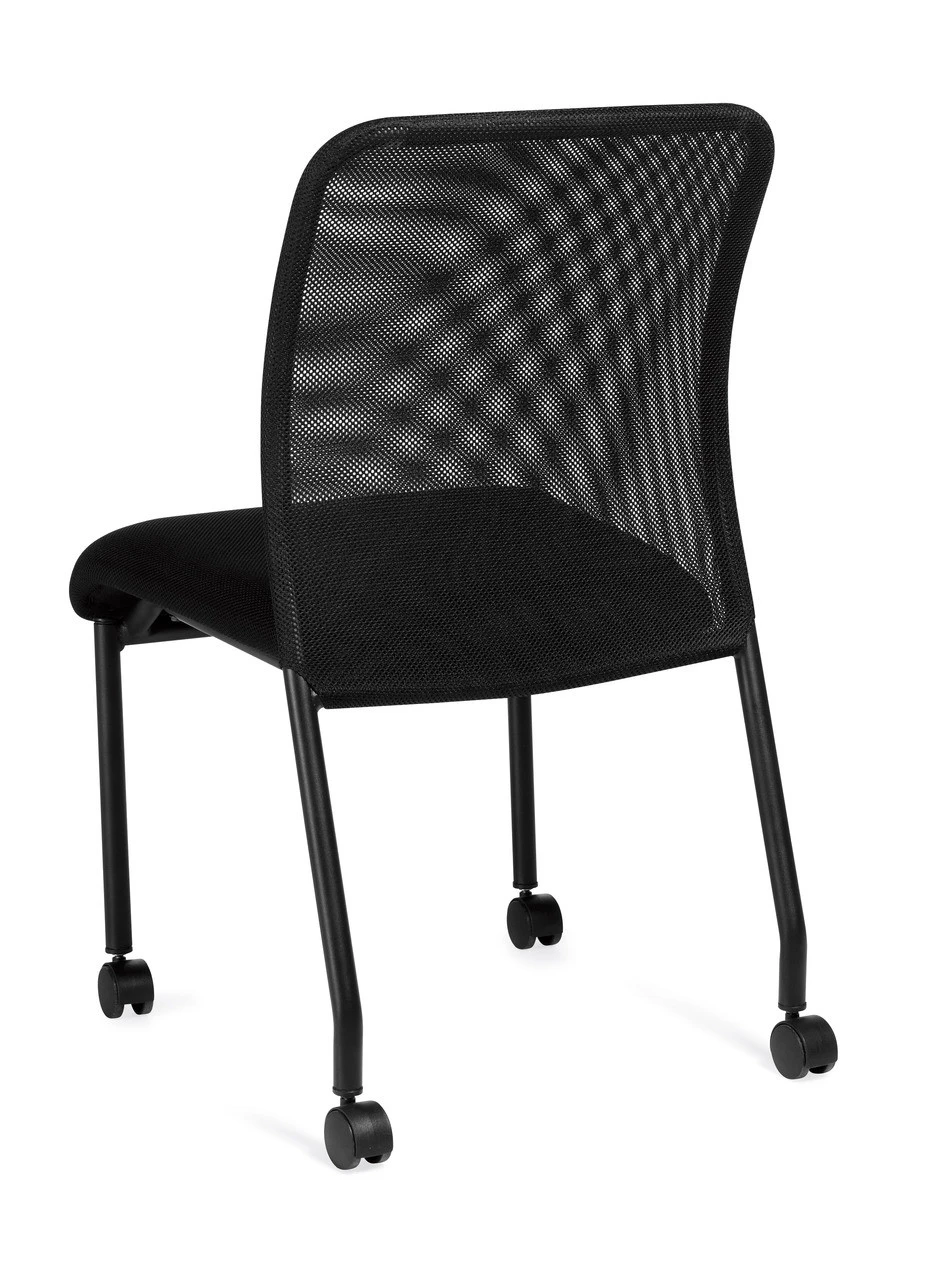 Armless Mesh Back Guest Chair With Casters 6 Armless Mesh Back Guest Chair With Casters - Image 4