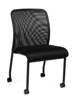 Armless Mesh Back Guest Chair With Casters