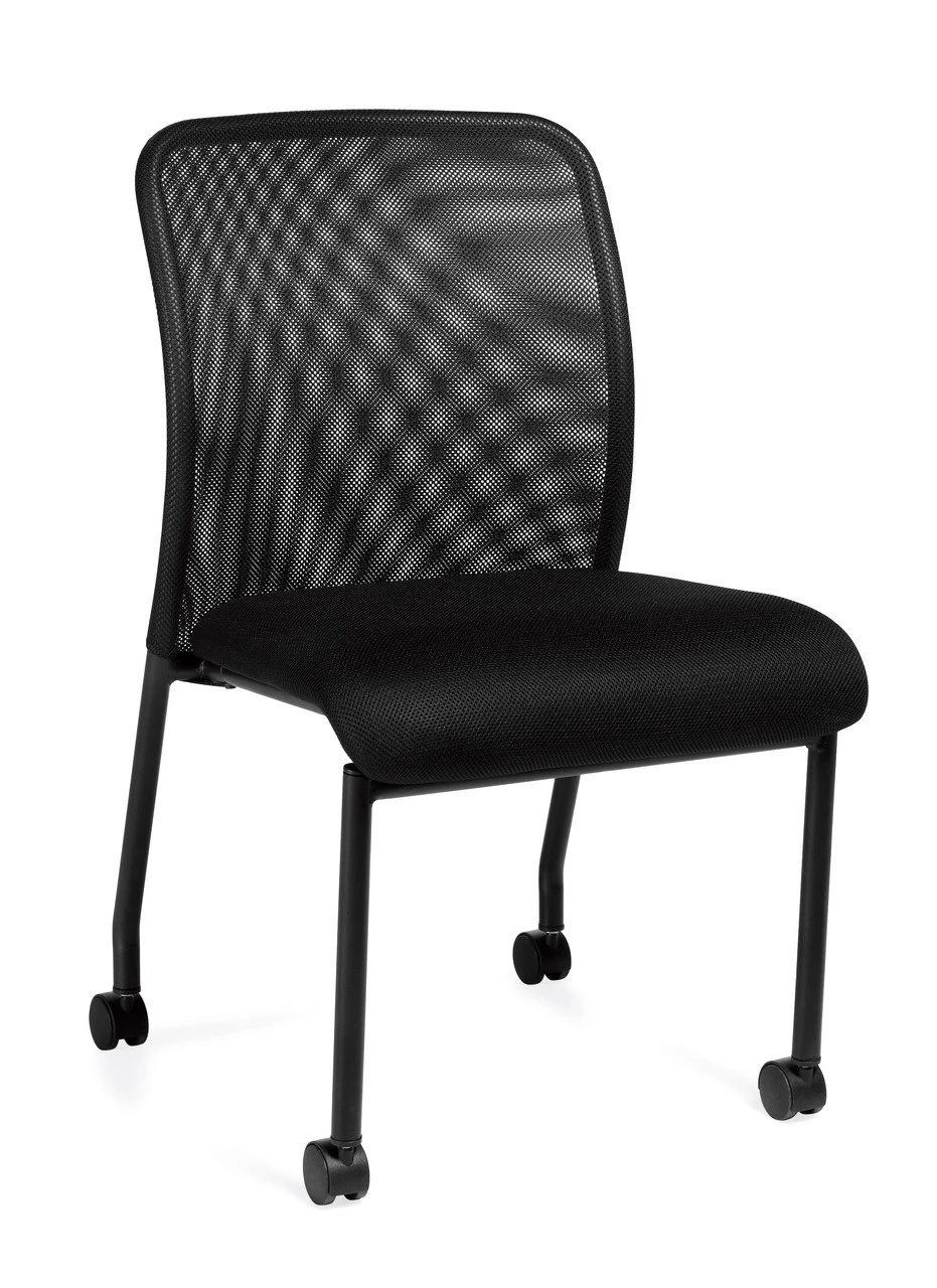 Armless Mesh Back Guest Chair With Casters 3 Armless Mesh Back Guest Chair With Casters