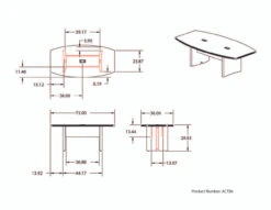 Aberdeen Laminate 6' Boat Shaped Conference Table -Desk Elegant Shop actb6dims 33647.1524230748