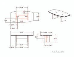 Aberdeen Laminate 8' Boat Shaped Conference Table -Desk Elegant Shop actb8dims 49838.1435852284