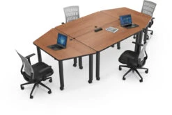 Modular Conference Table With Trapezoid Ends -Desk Elegant Shop modular conf table group 2 w seating w props amber cherry 37888.1477492341